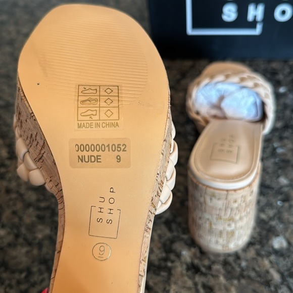 ShuShop Women's Tan Woven Cork Platform Heels NWT 9 - Picture 10 of 14